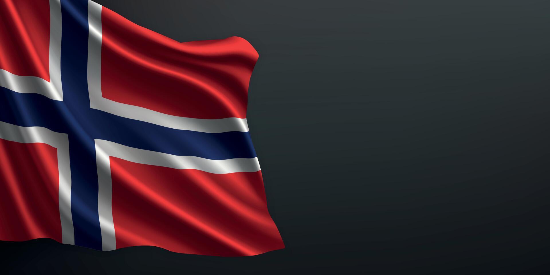 Norway national flag waving on dark background vector