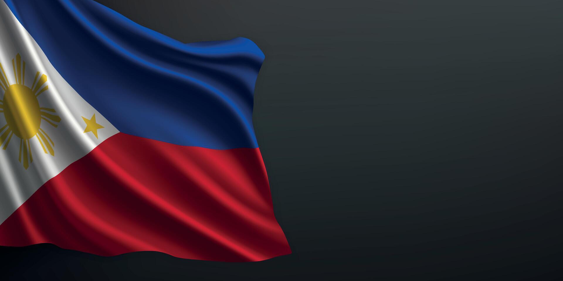 Philippines national flag waving on dark background vector