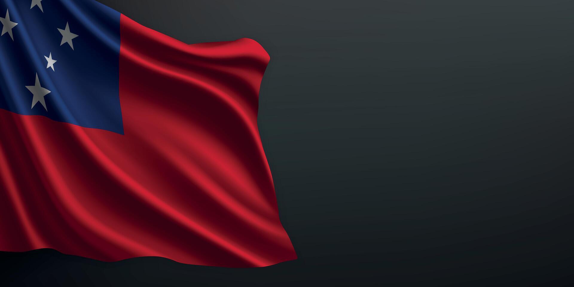 Samoa national flag waving on dark background vector