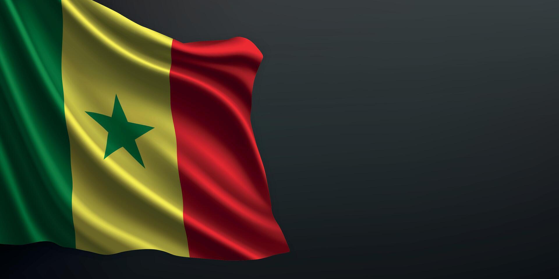 Senegal national flag waving on dark background vector