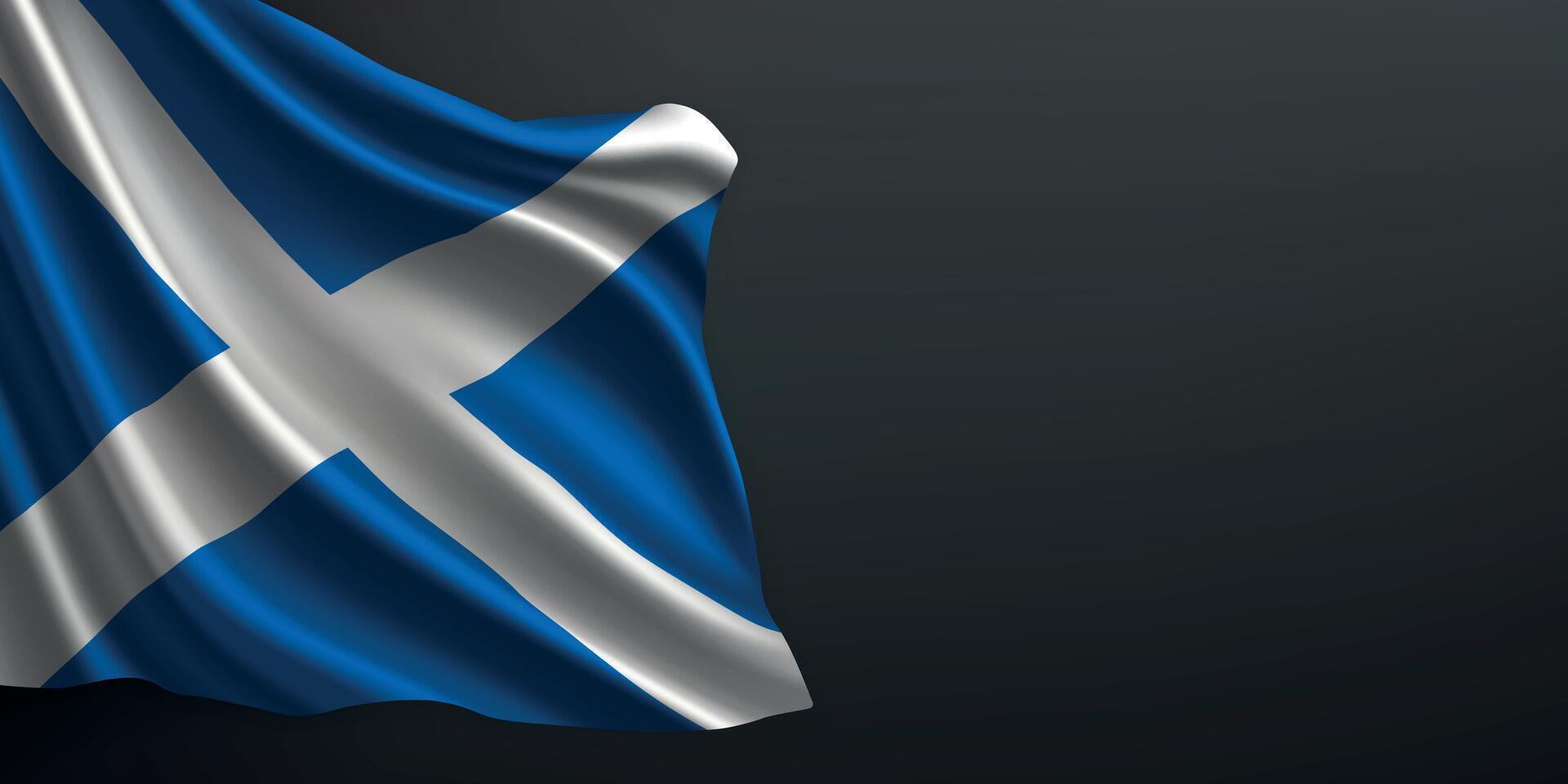Scotland national flag waving on dark background vector