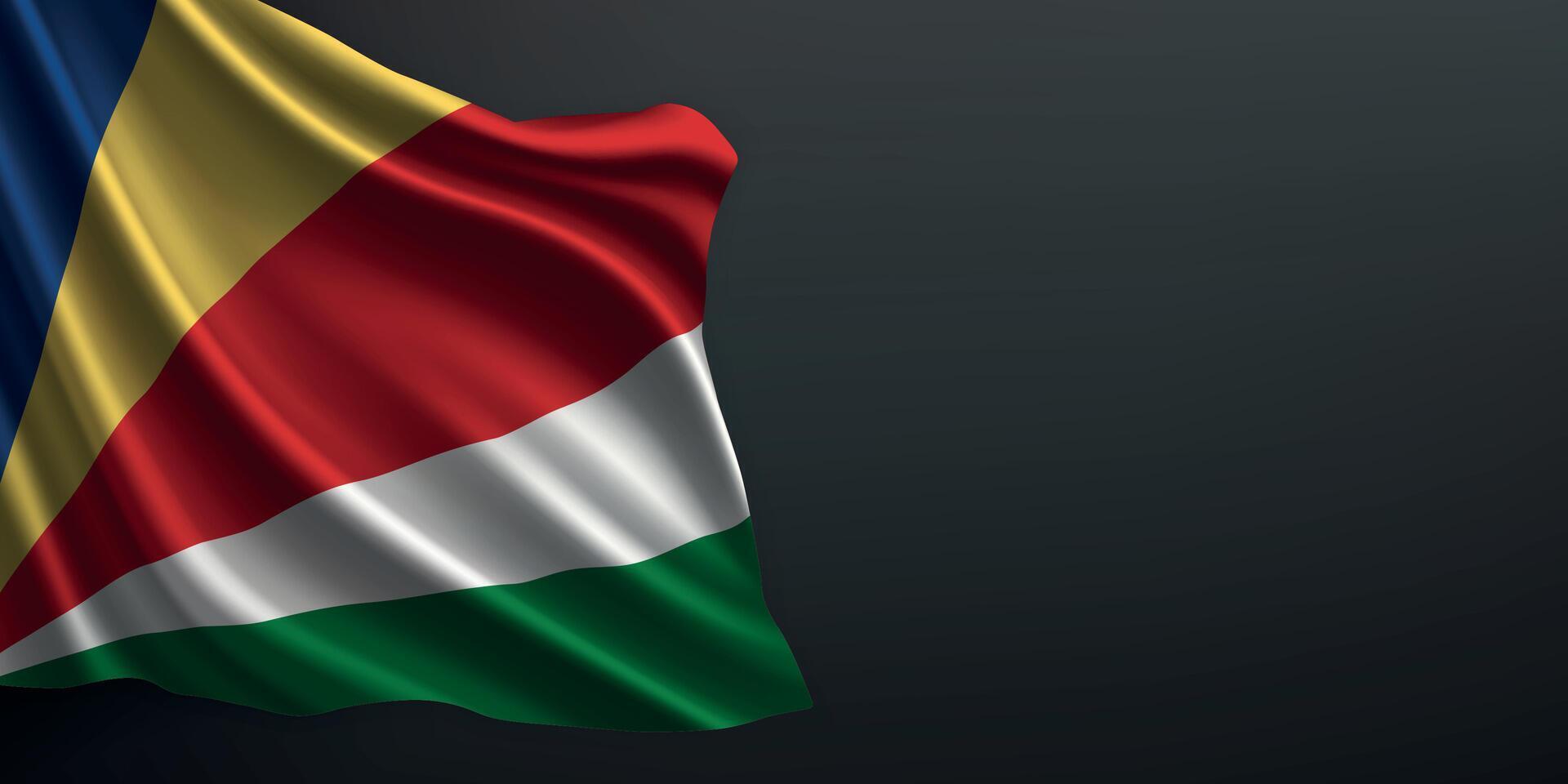 Seychelles national flag waving on dark background vector