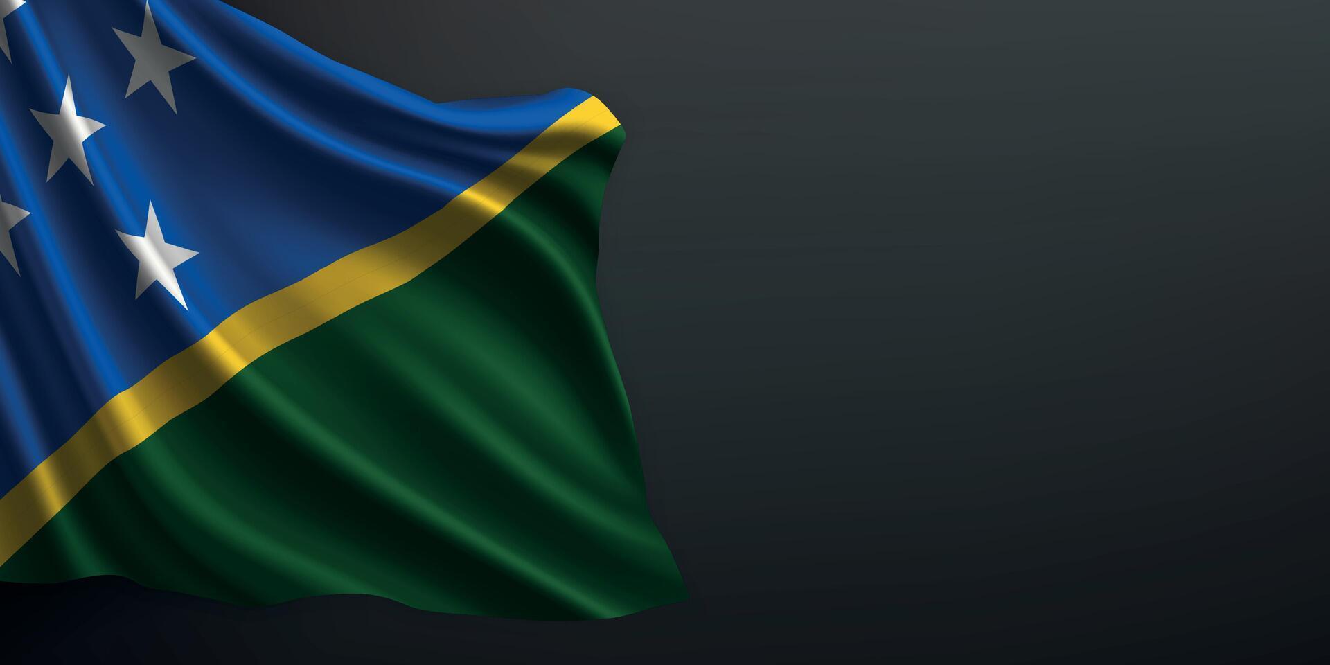 Solomon Islands national flag waving on dark background vector