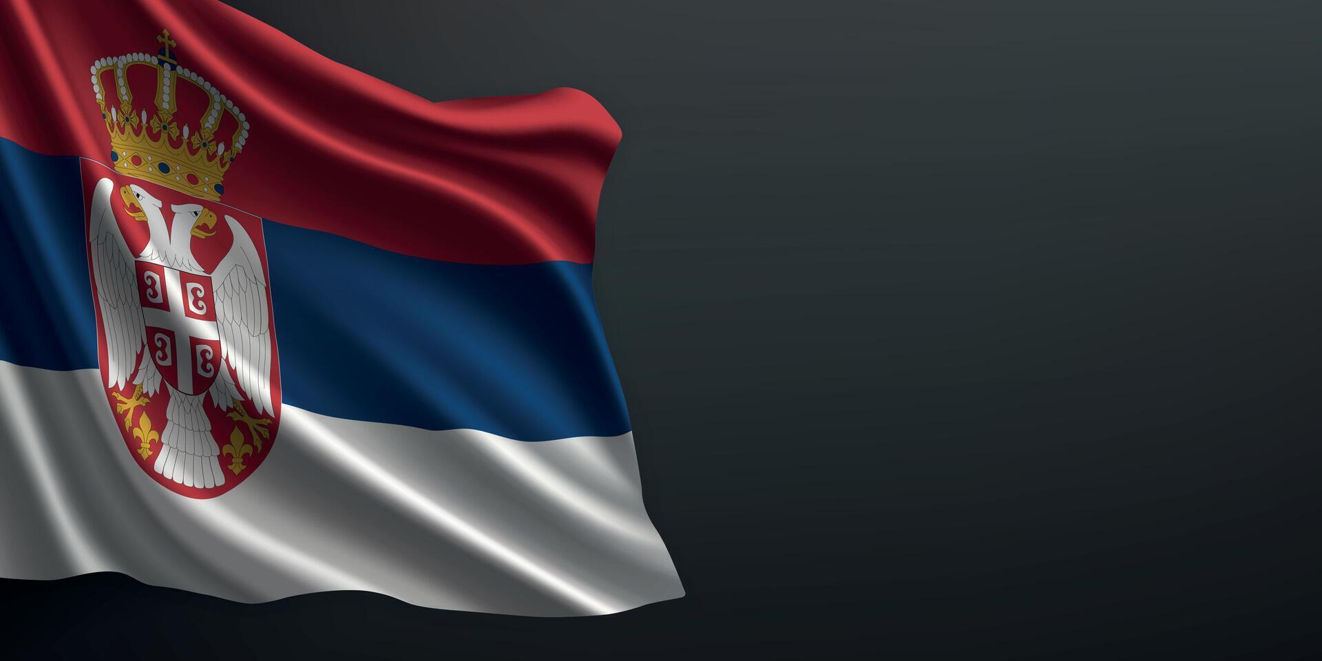 Serbia national flag waving on dark background vector