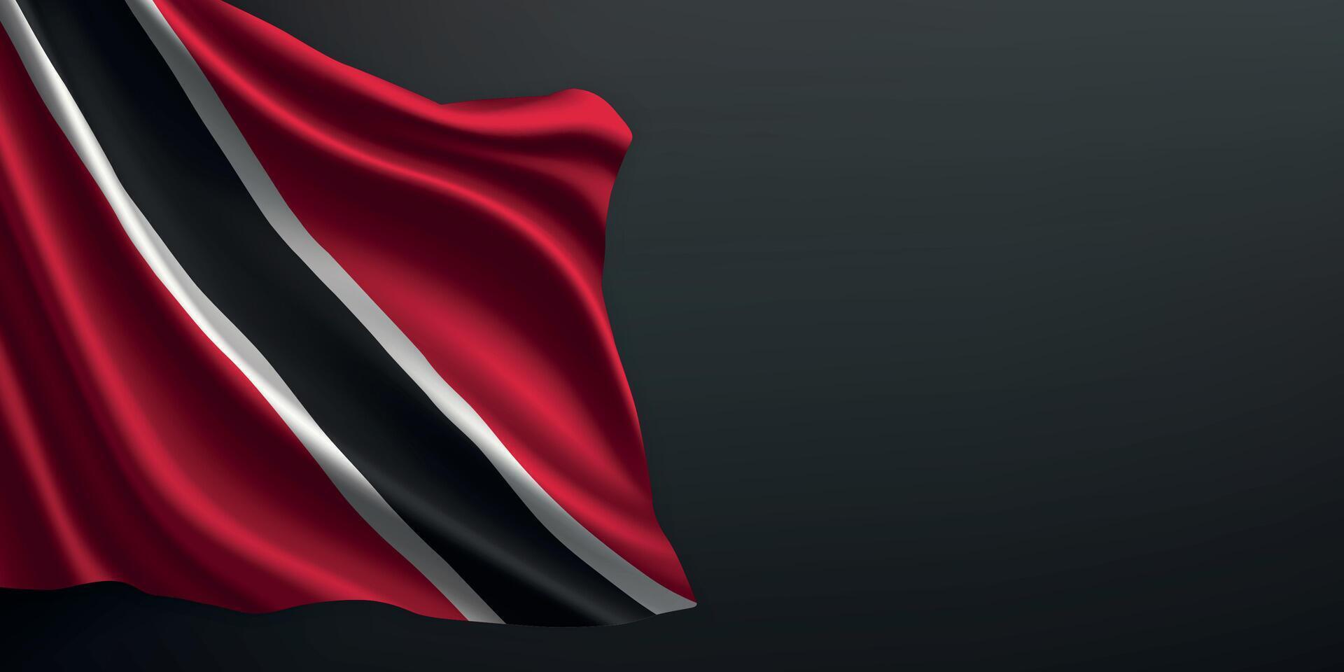 Trinidad and Tobago national flag waving on dark background vector
