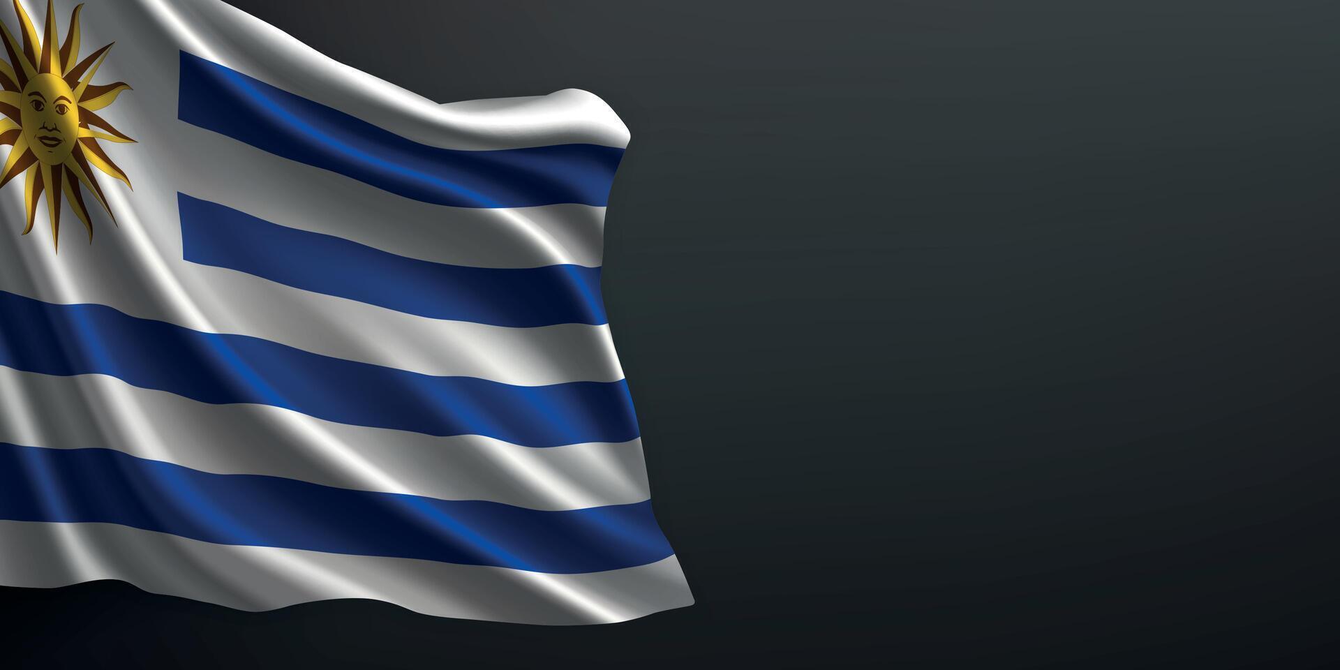 Uruguay national flag waving on dark background vector