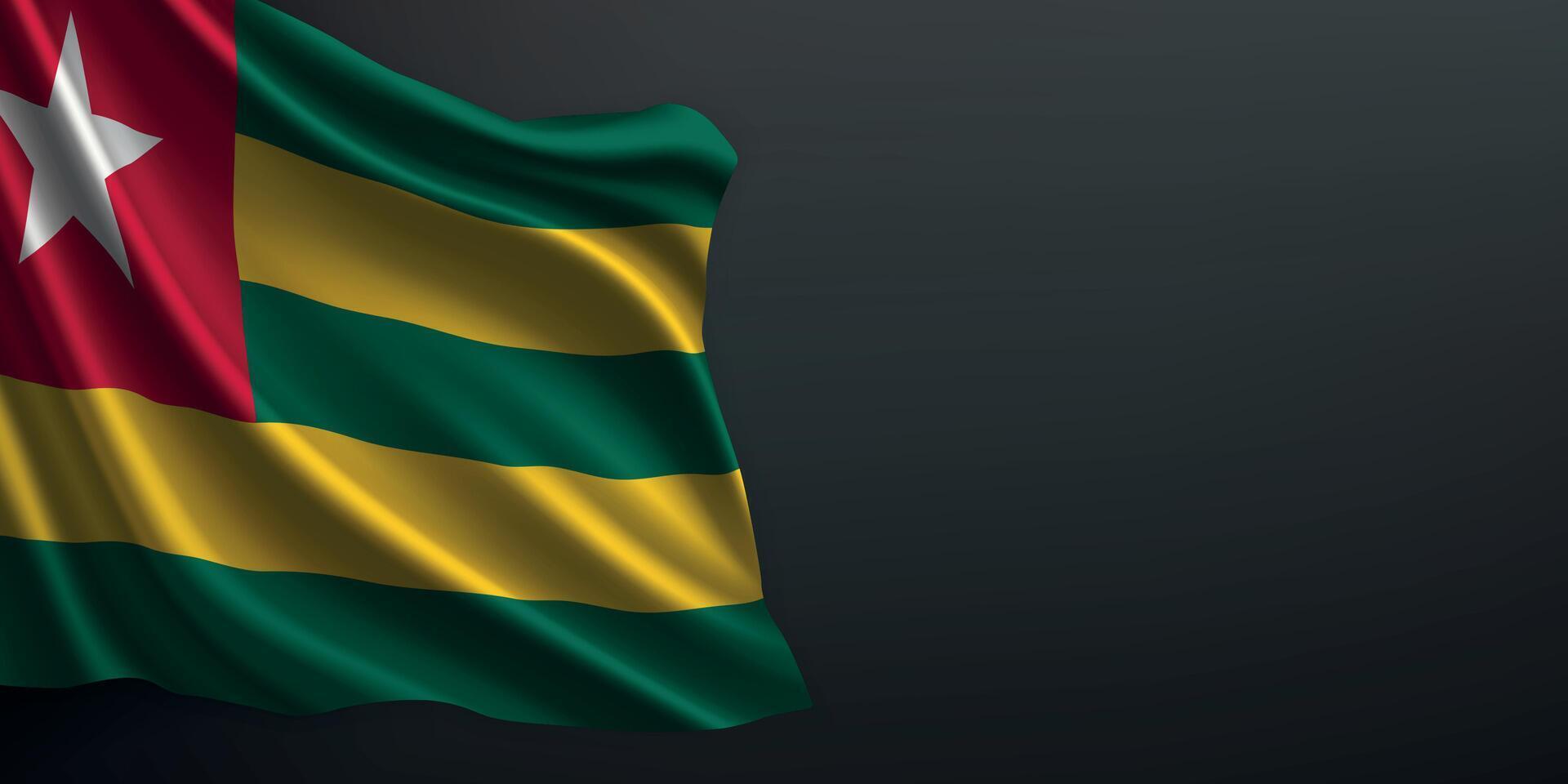 Togo national flag waving on dark background vector
