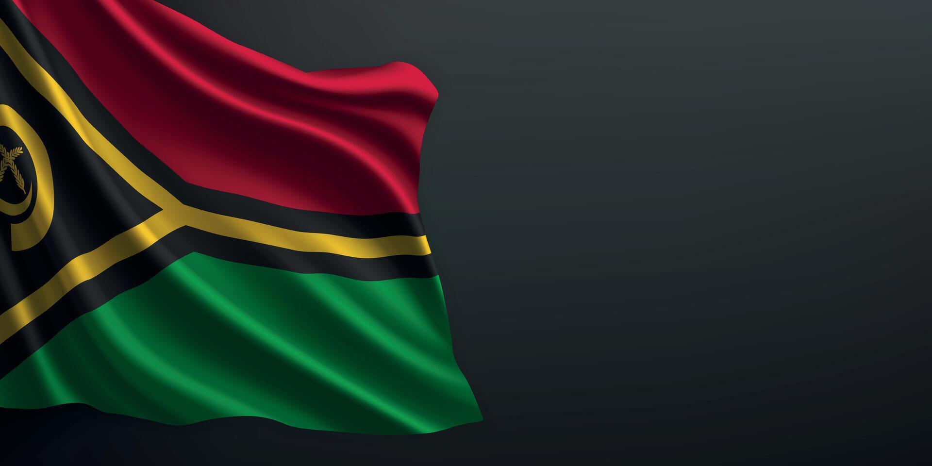 Vanuatu national flag waving on dark background vector