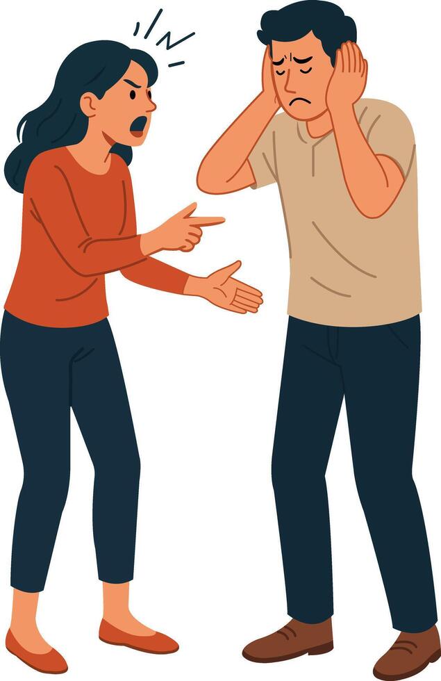 Couple Arguing and Feeling Distressed vector