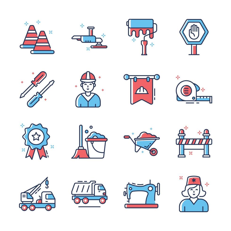 Check out our premium collection of construction tools outline style icons vector