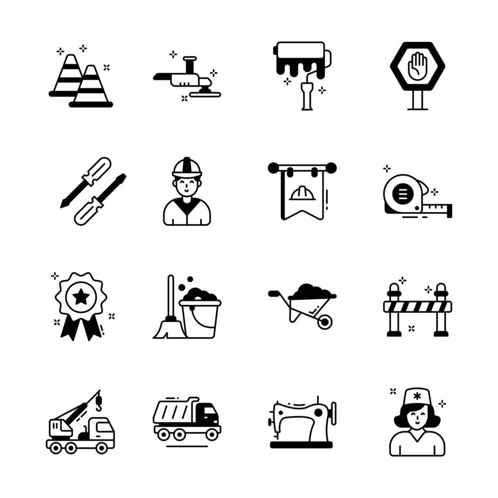 Check out our premium collection of construction tools glyph style icons. vector