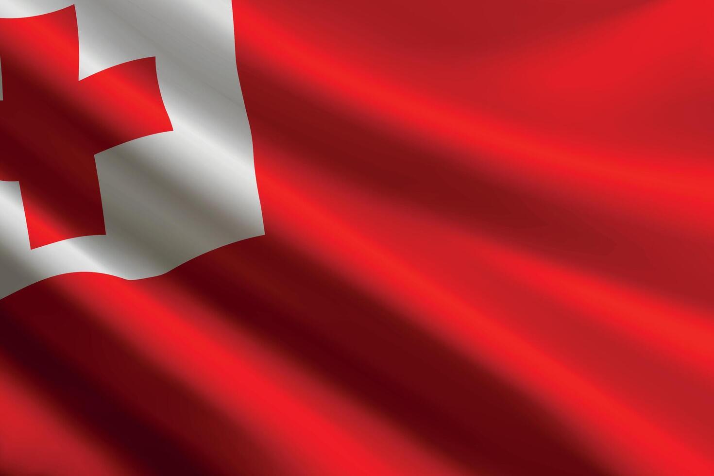 Tonga flag waving in the wind, detailed silk texture vector