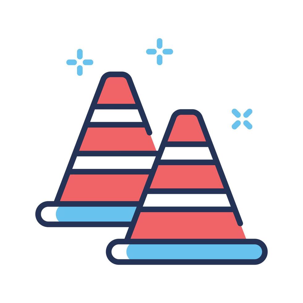 An icon creatively designed in line style showing construction cones vector
