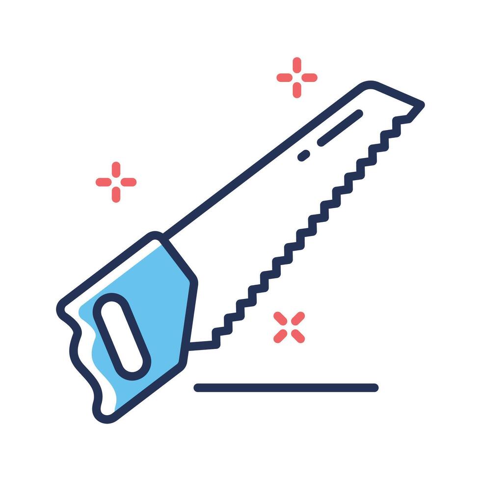 Easy to edit line style icon depicting hand manual saw vector
