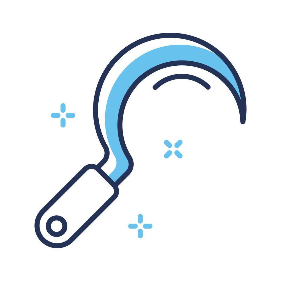 A handy linear style icon depicting sharp sickle vector