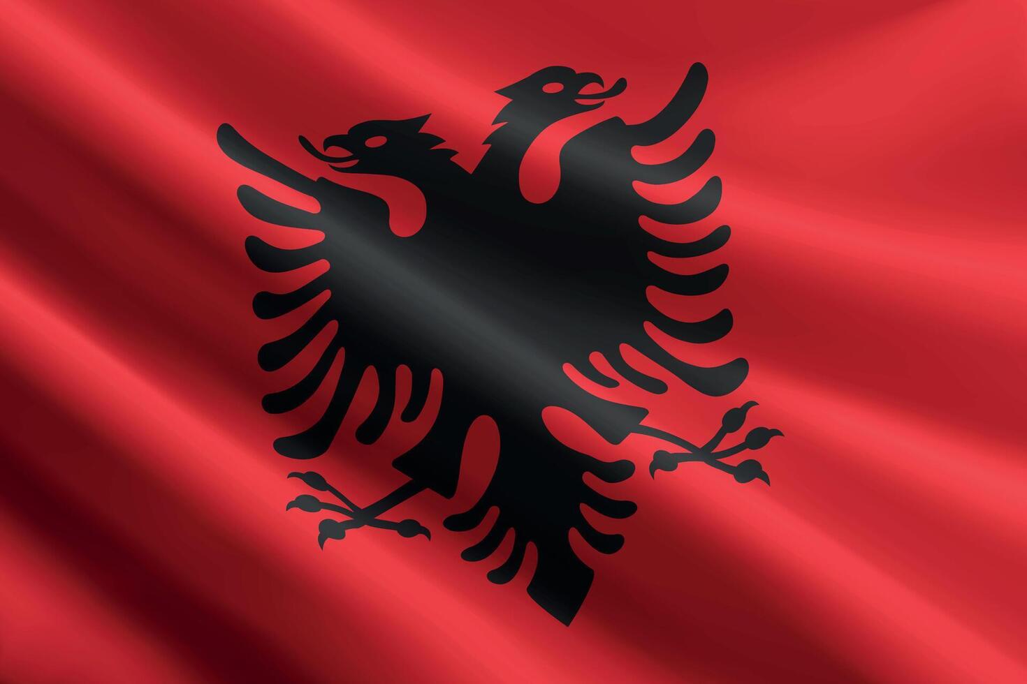 Albania flag waving in the wind, detailed silk texture vector