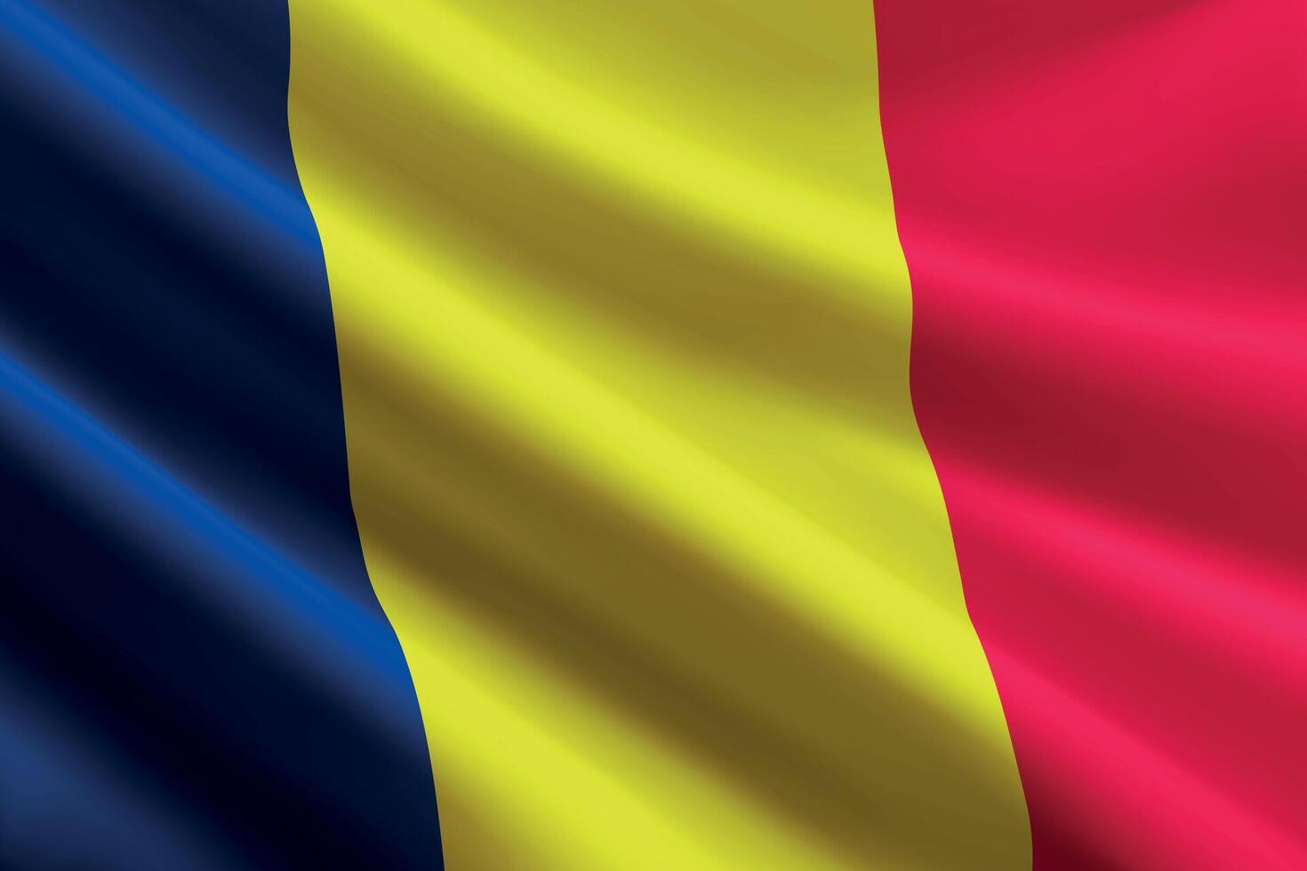 Chad flag waving in the wind, detailed silk texture vector