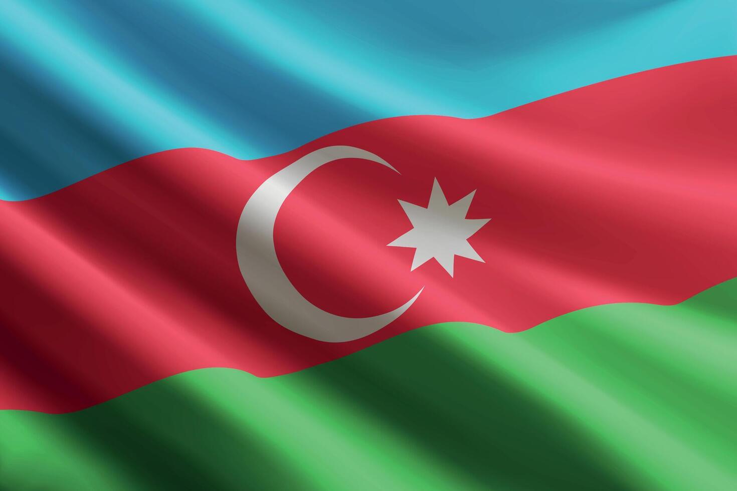 Azerbaijan flag waving in the wind, detailed silk texture vector