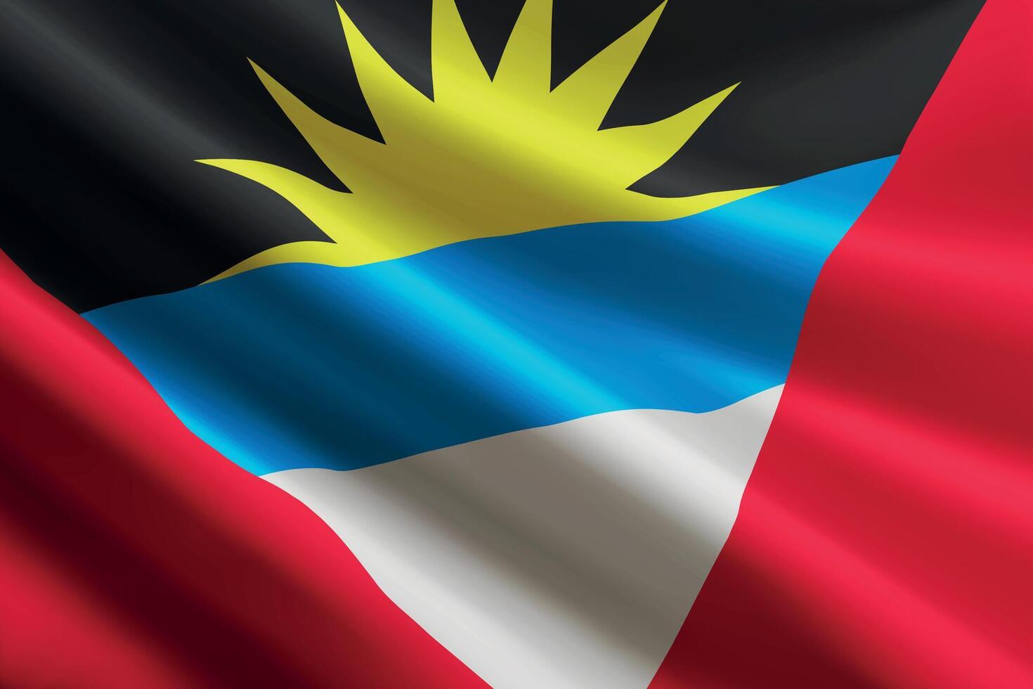 Antigua and Barbuda flag waving in the wind, detailed silk texture vector