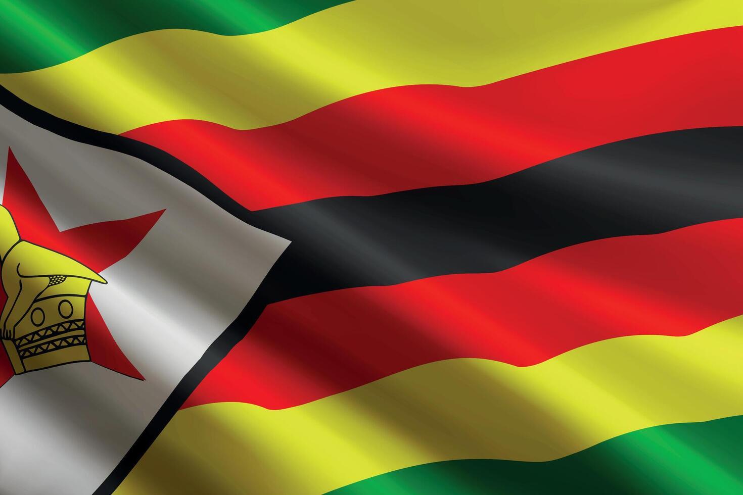 Zimbabwe flag waving in the wind, detailed silk texture vector