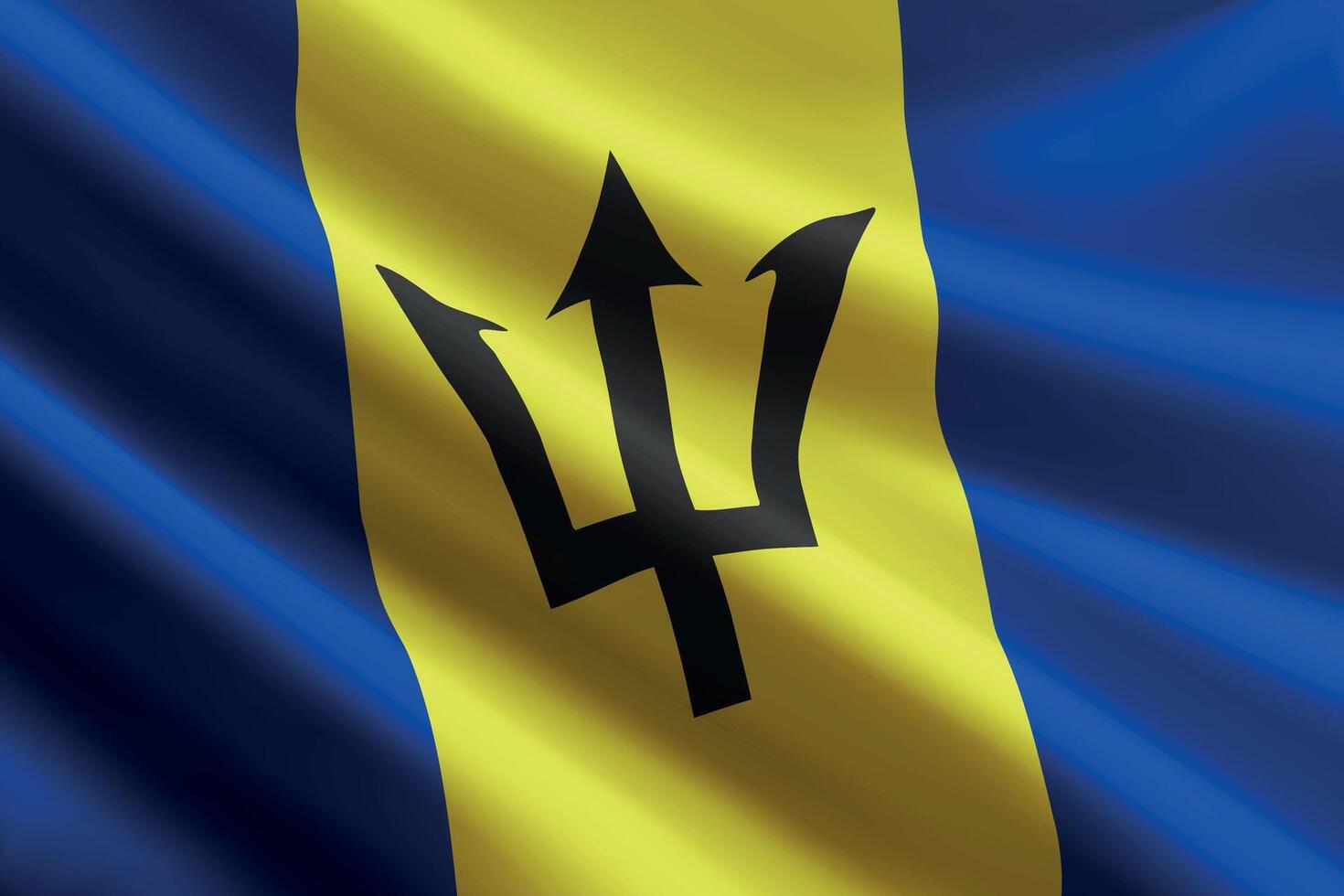 Barbados flag waving in the wind, detailed silk texture vector