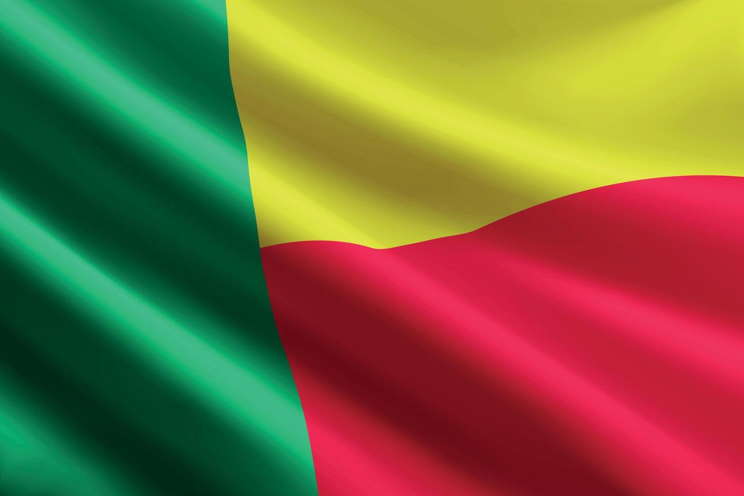 Benin flag waving in the wind, detailed silk texture vector