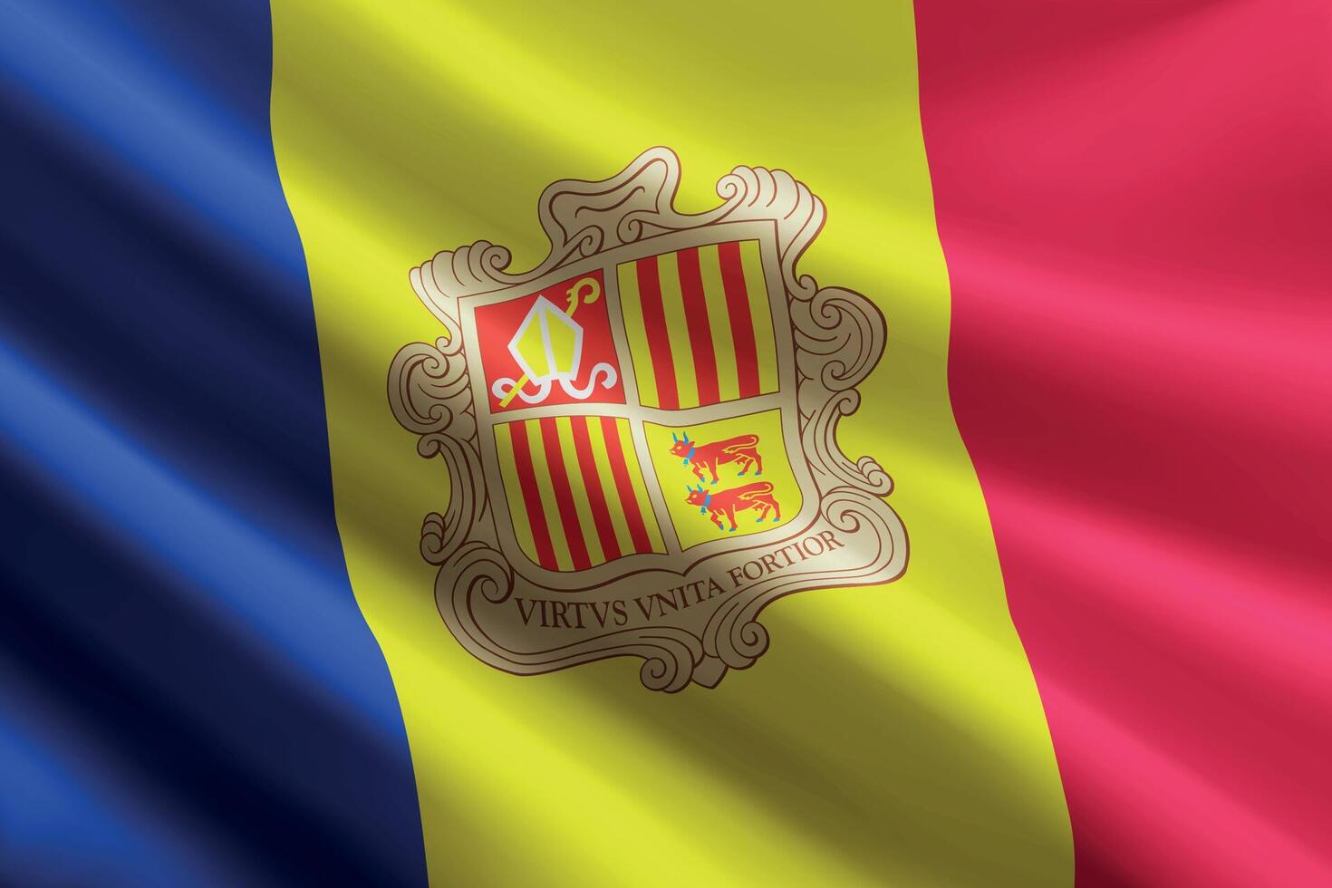 Andorra flag waving in the wind, detailed silk texture vector