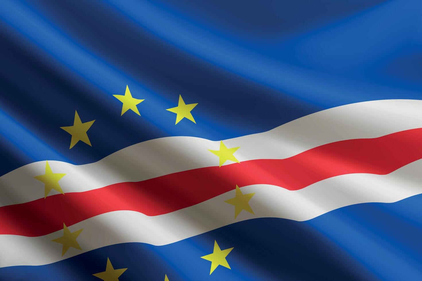 Cape Verde flag waving in the wind, detailed silk texture vector