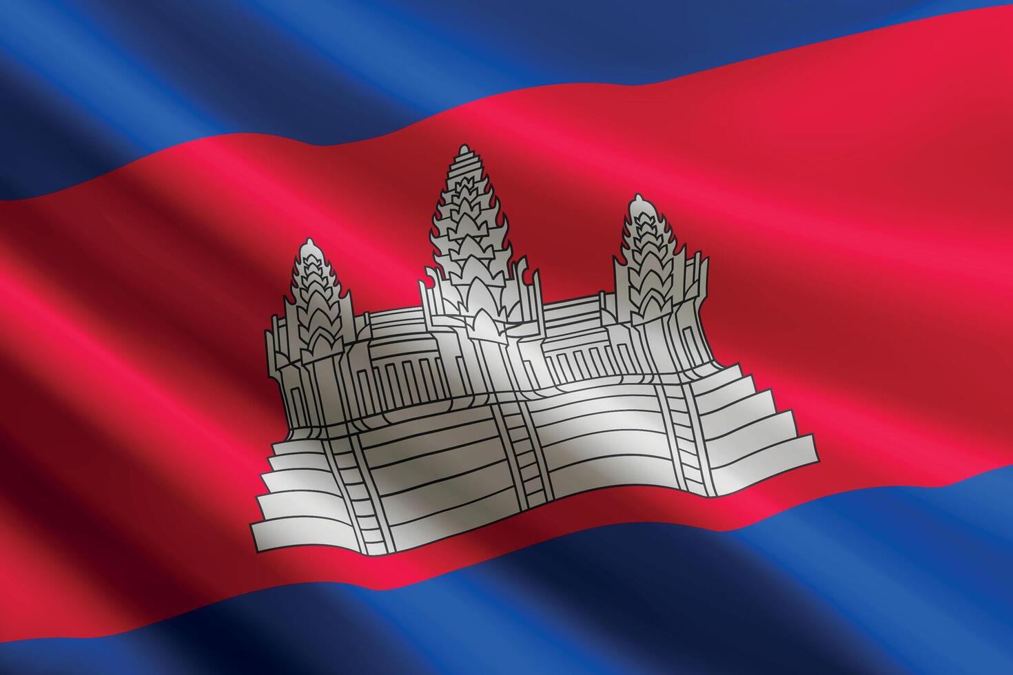 Cambodia flag waving in the wind, detailed silk texture vector