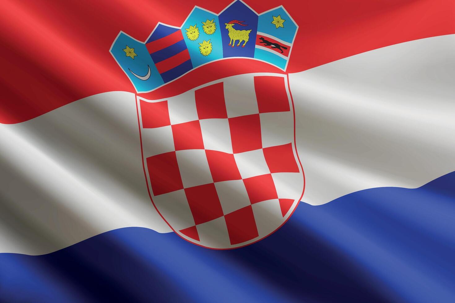 Croatia flag waving in the wind, detailed silk texture vector