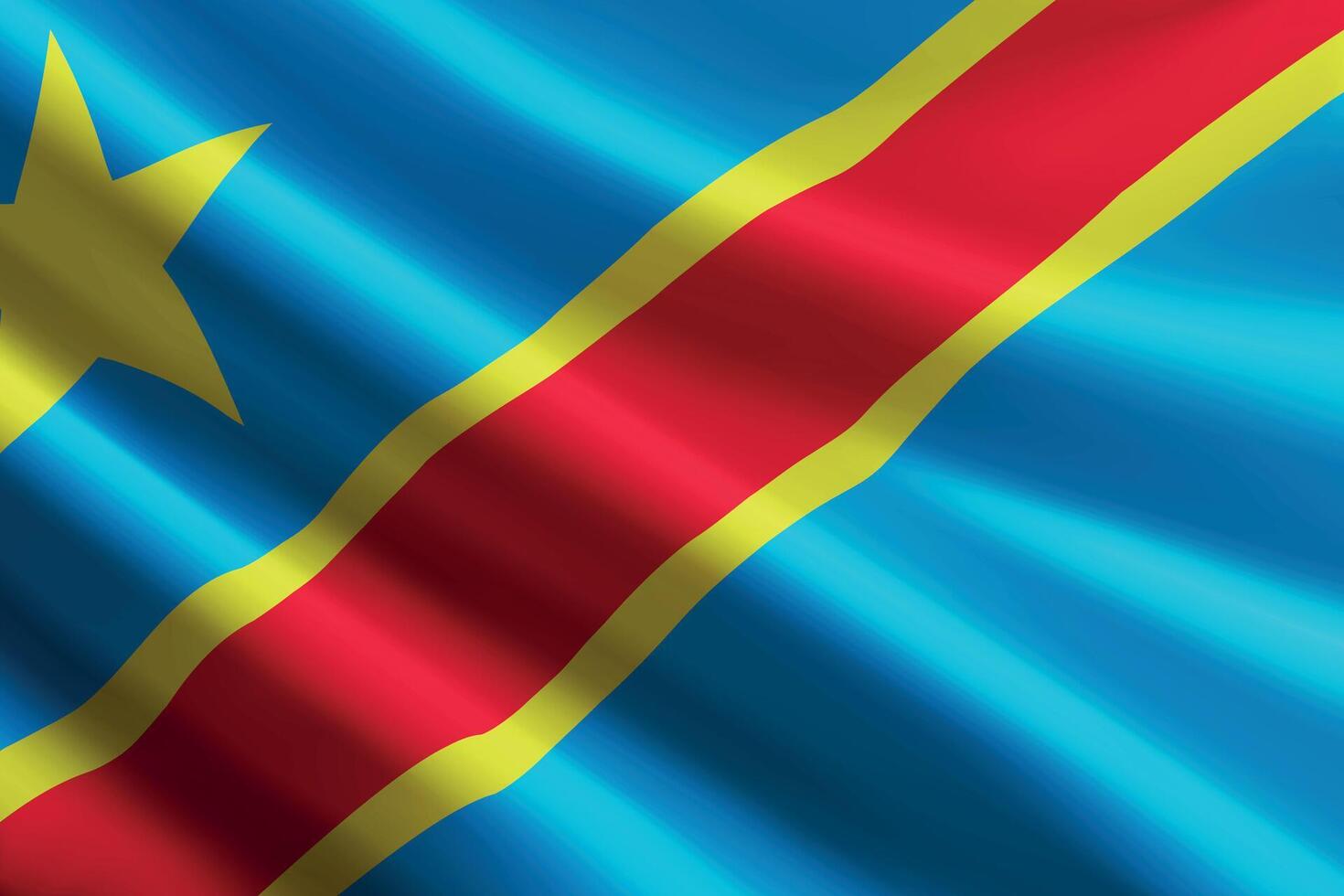 DR Congo flag waving in the wind, detailed silk texture vector