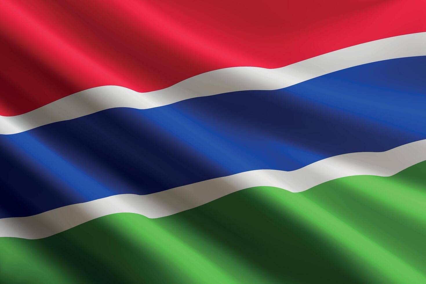 Gambia flag waving in the wind, detailed silk texture vector