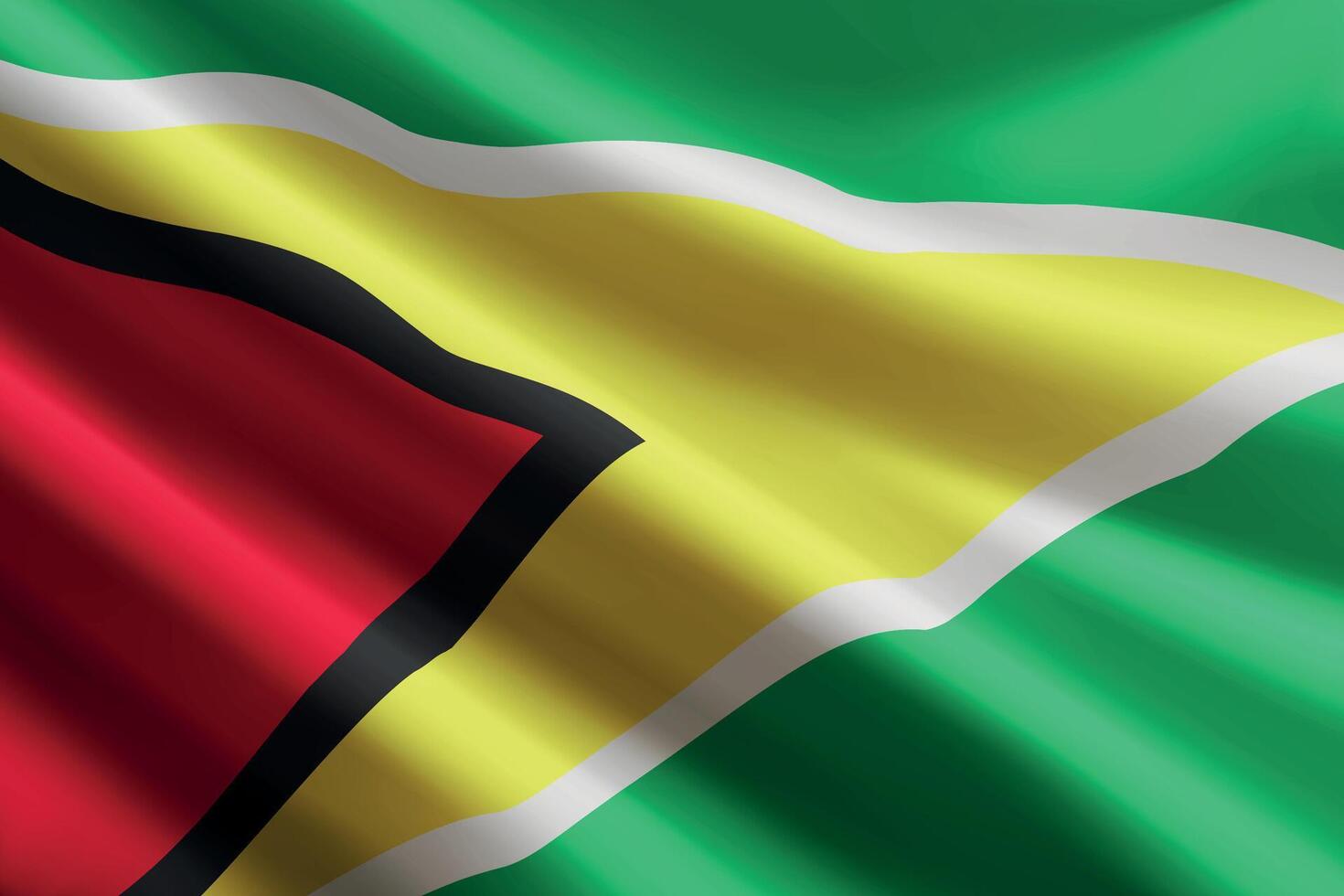 Guyana flag waving in the wind, detailed silk texture vector