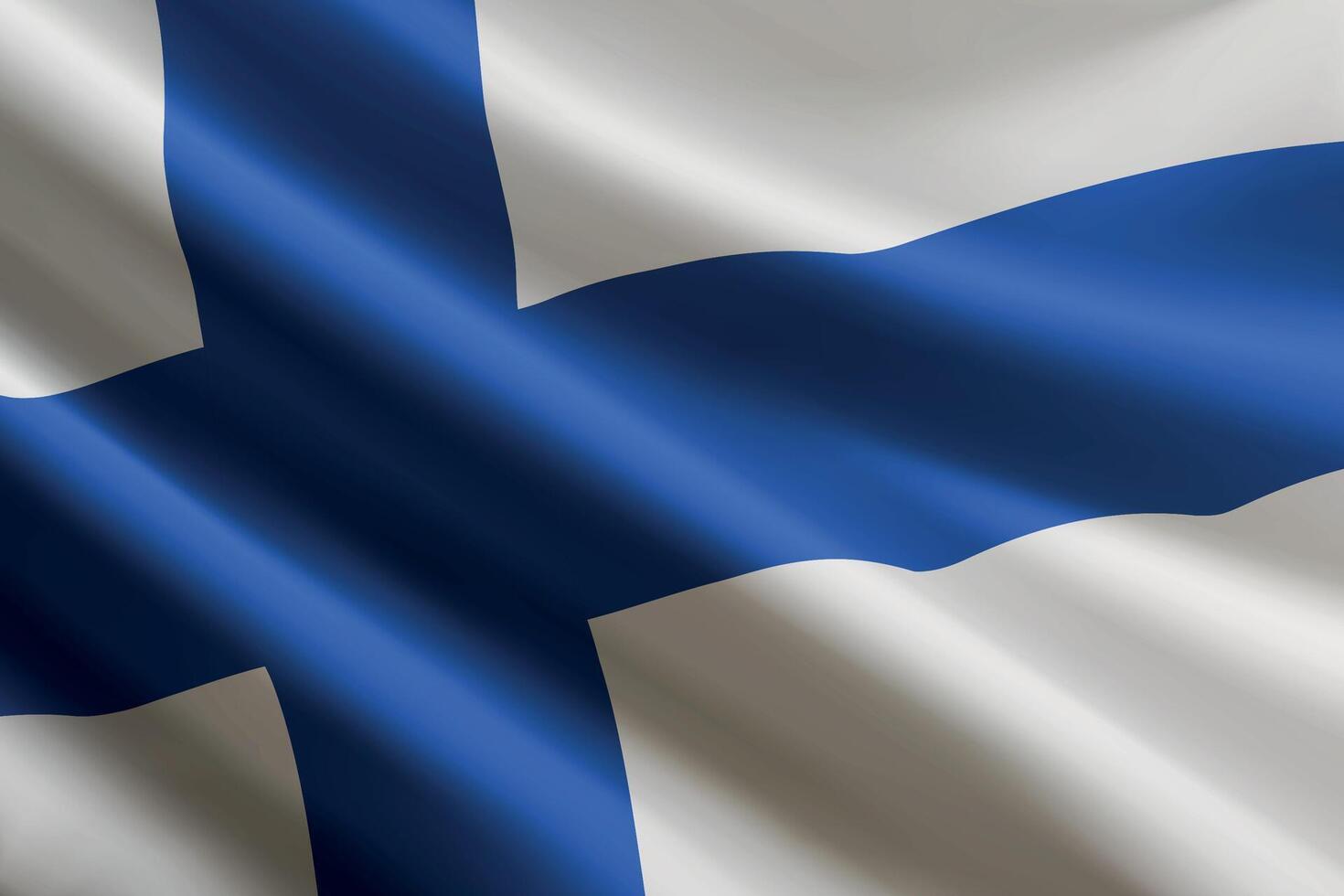 Finland flag waving in the wind, detailed silk texture vector