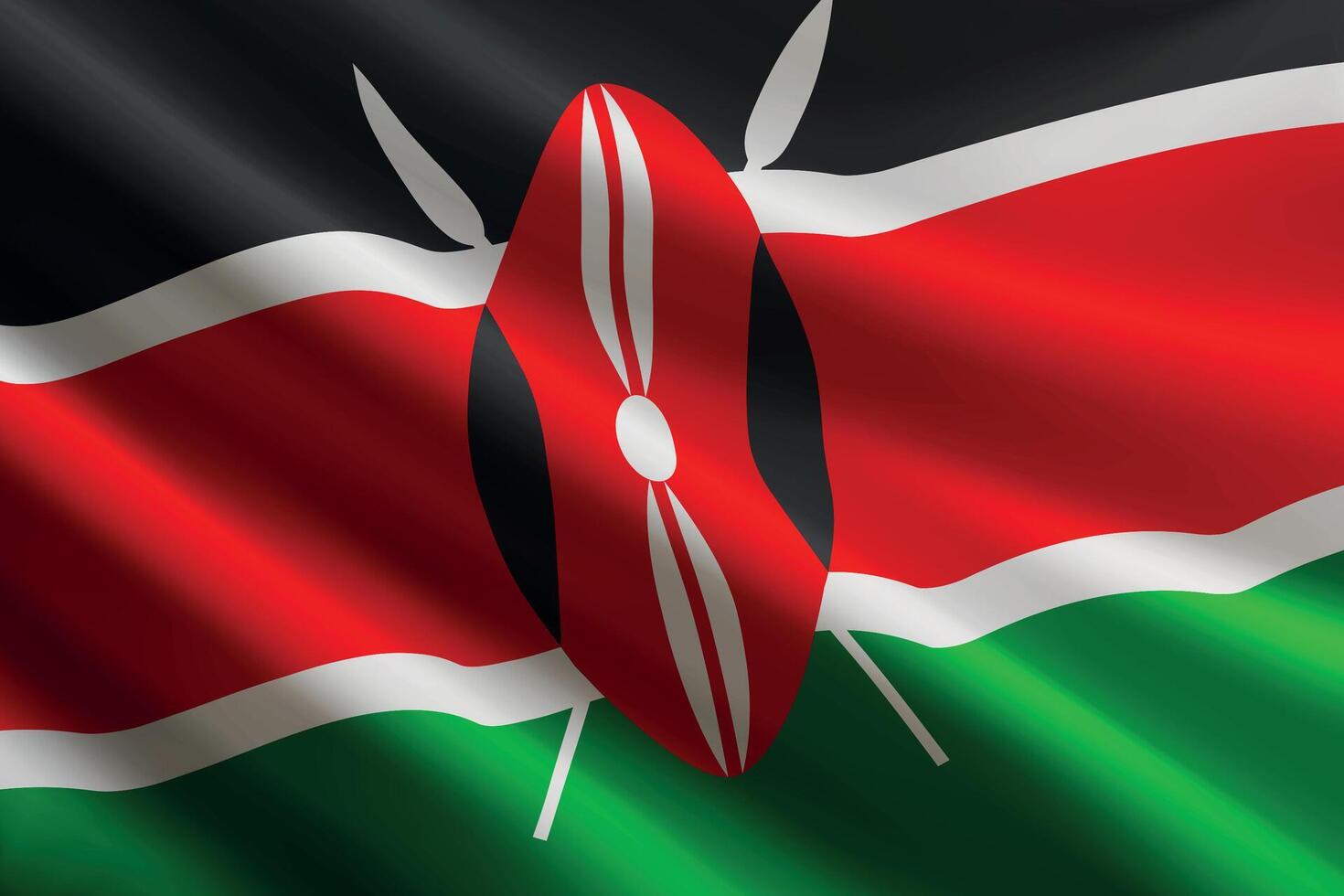 Kenya flag waving in the wind, detailed silk texture vector