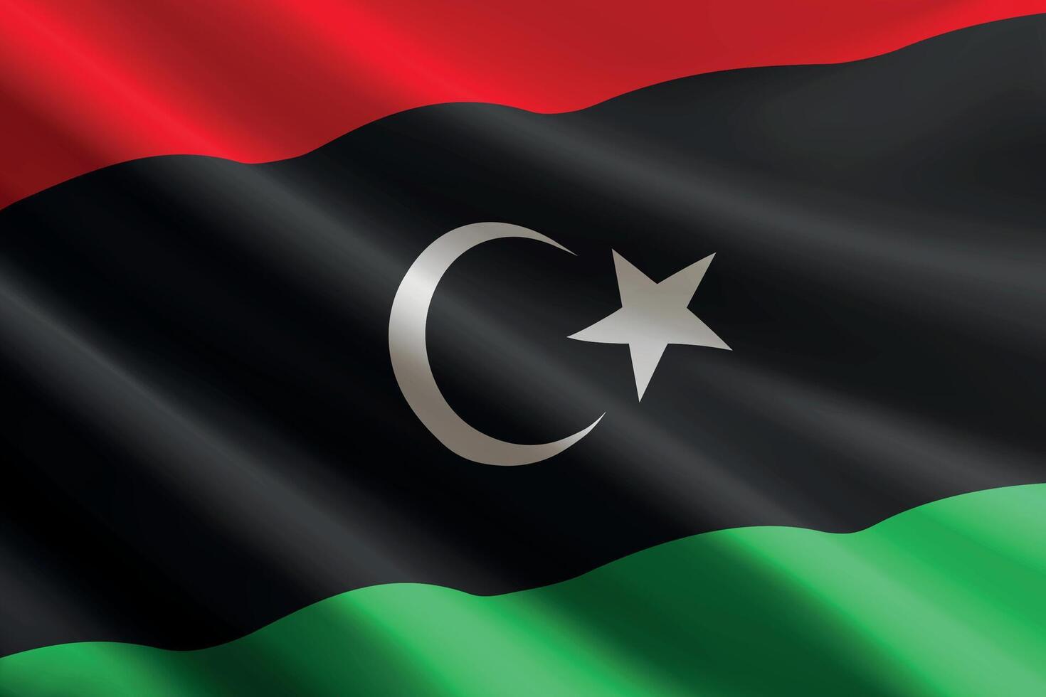 Libya flag waving in the wind, detailed silk texture vector