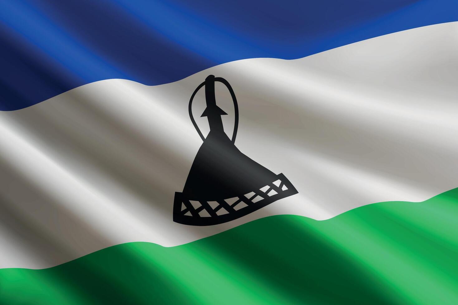 Lesotho flag waving in the wind, detailed silk texture vector