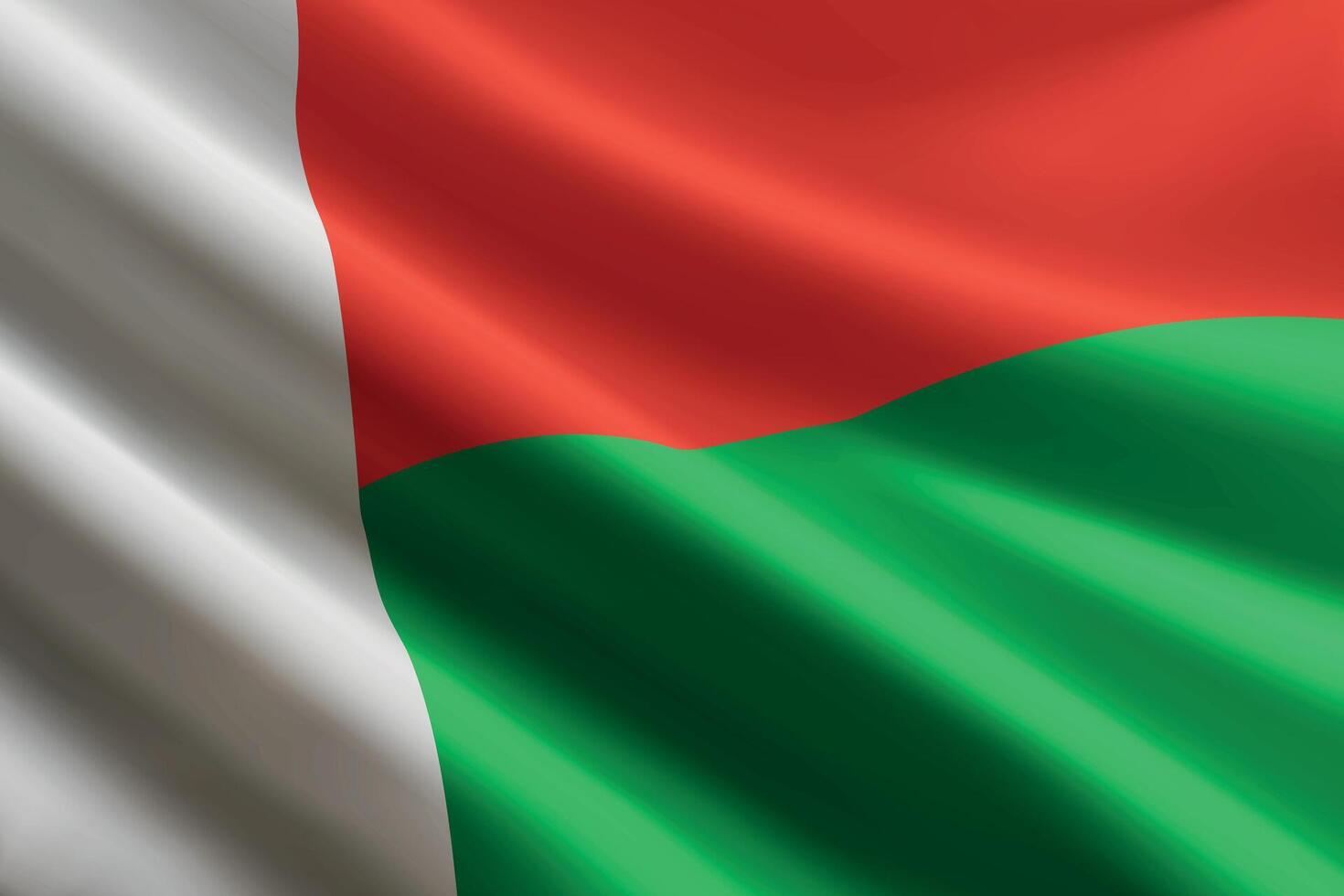 Madagascar flag waving in the wind, detailed silk texture vector