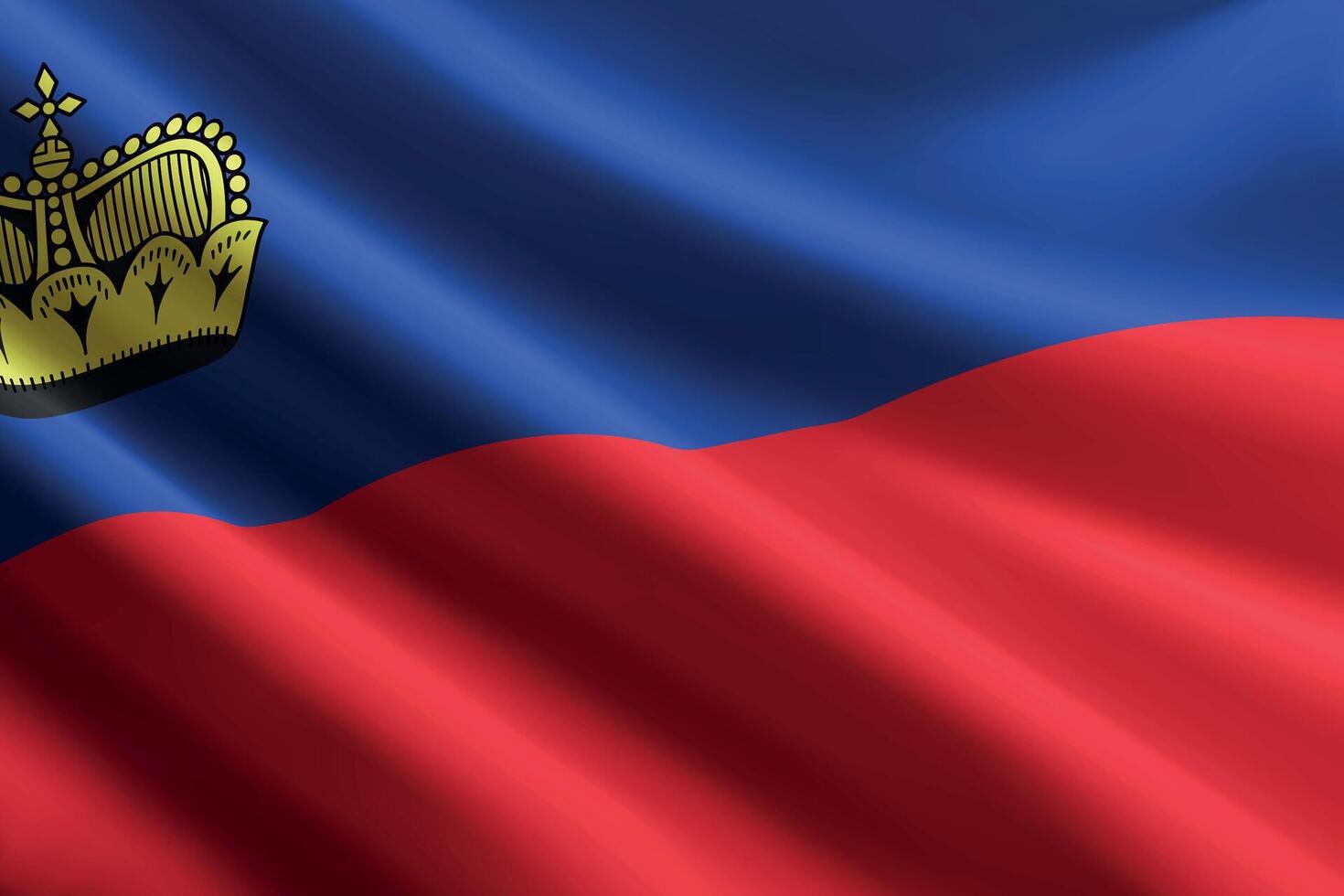 Liechtenstein flag waving in the wind, detailed silk texture vector