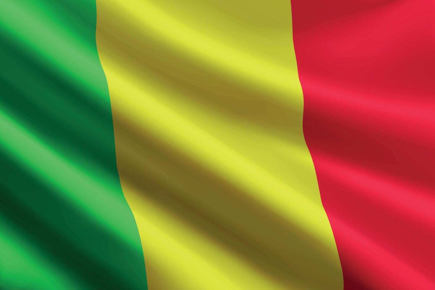 Mali flag waving in the wind, detailed silk texture vector