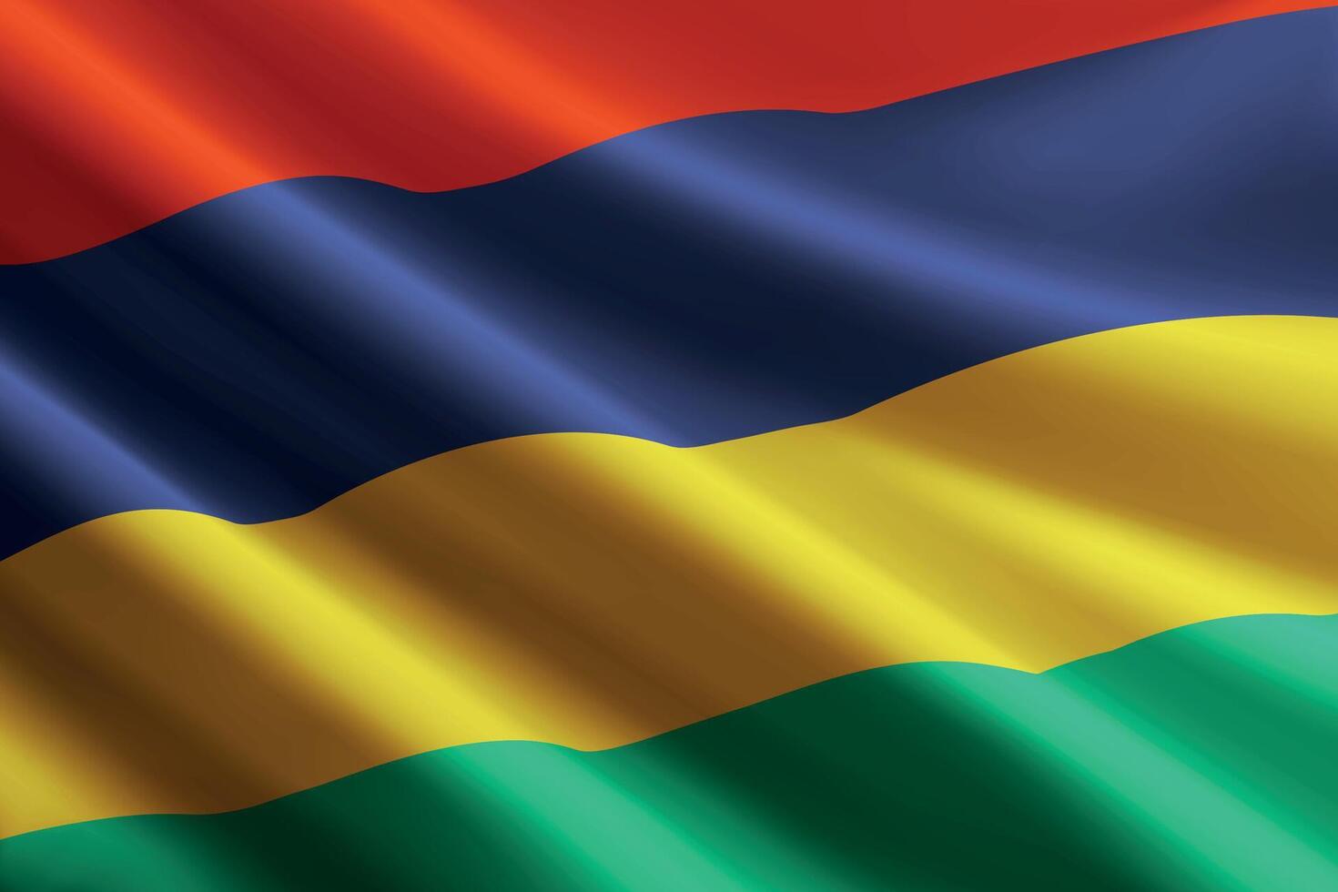 Mauritius flag waving in the wind, detailed silk texture vector
