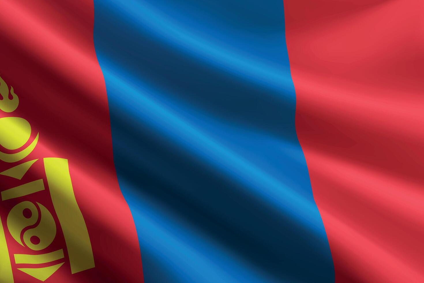 Mongolia flag waving in the wind, detailed silk texture vector