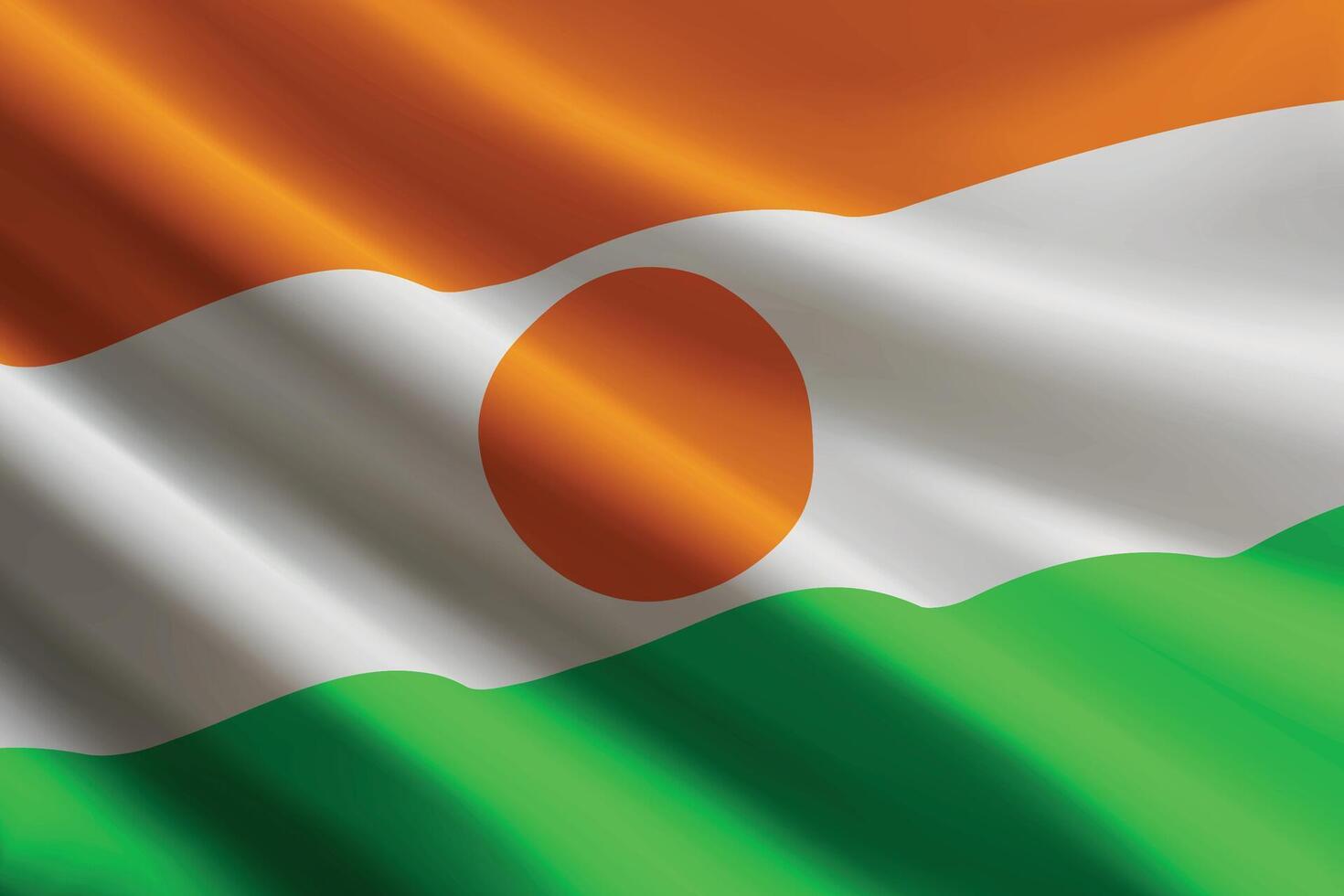 Niger flag waving in the wind, detailed silk texture vector