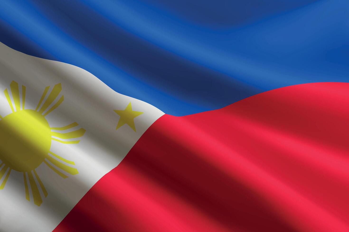 Philippines flag waving in the wind, detailed silk texture vector