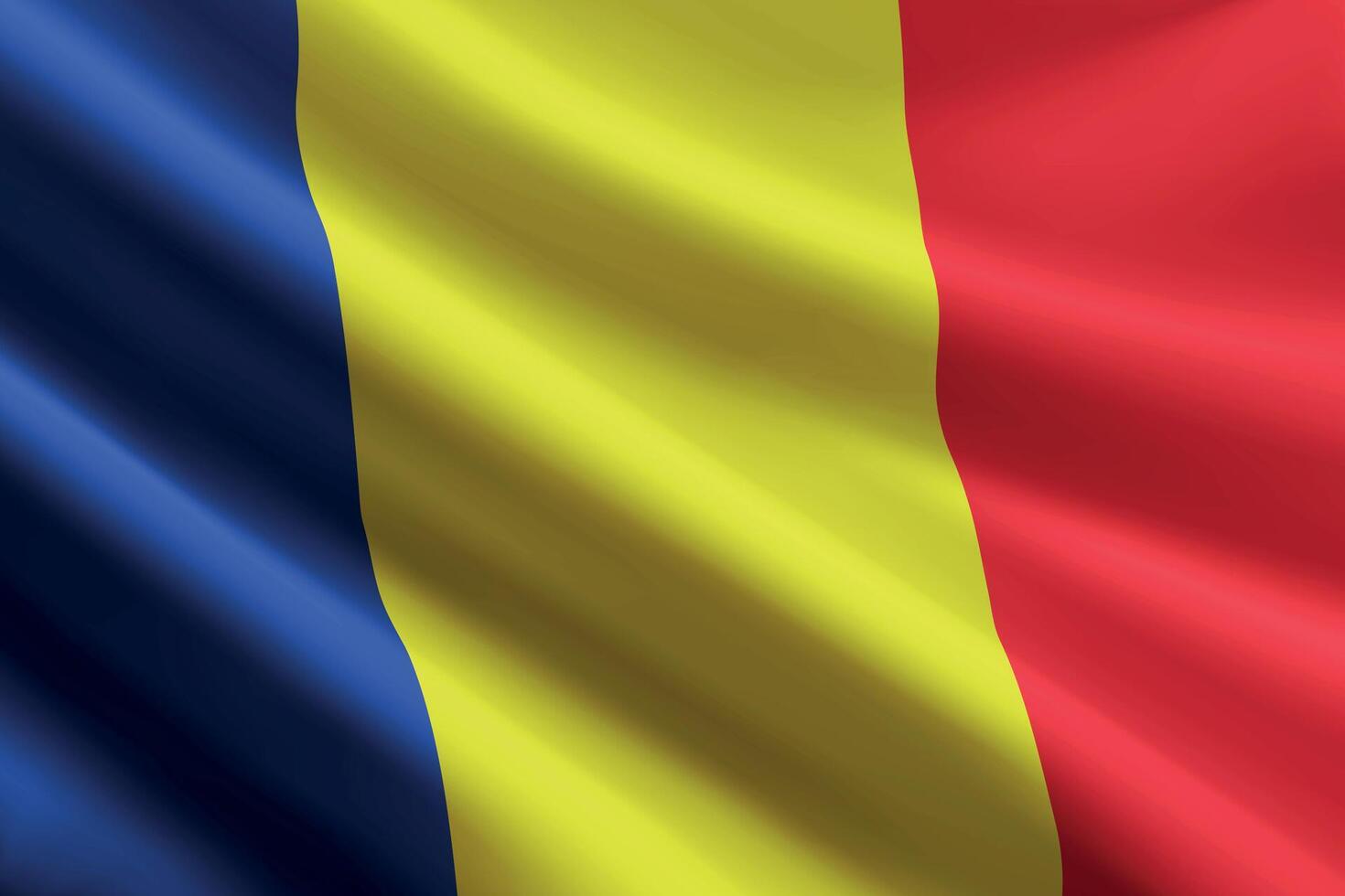 Romania flag waving in the wind, detailed silk texture vector