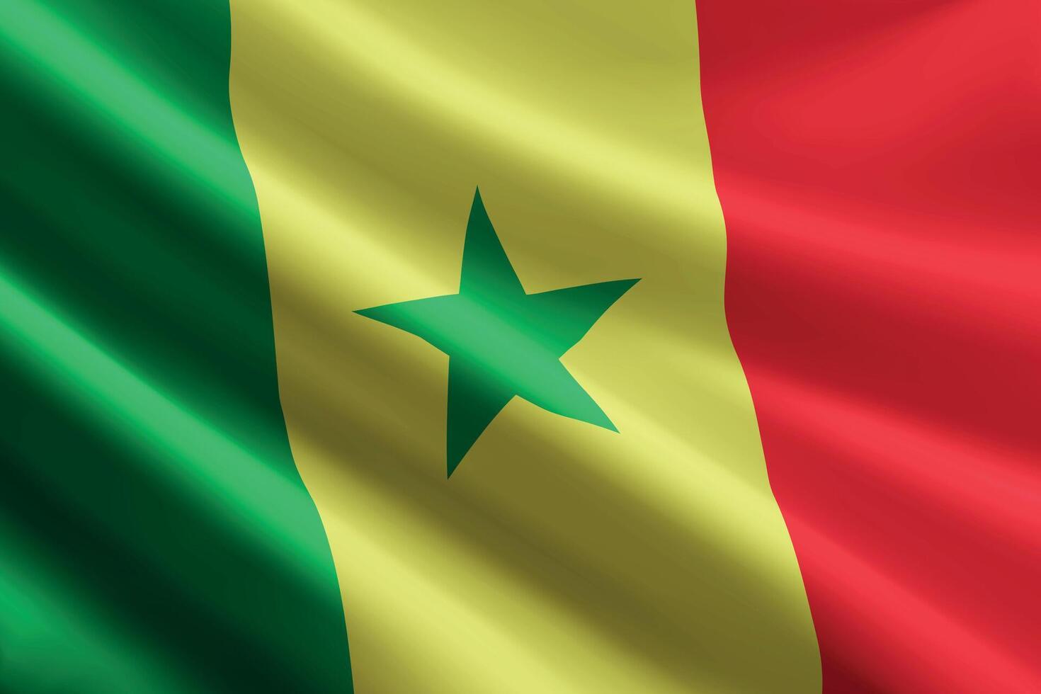 Senegal flag waving in the wind, detailed silk texture vector