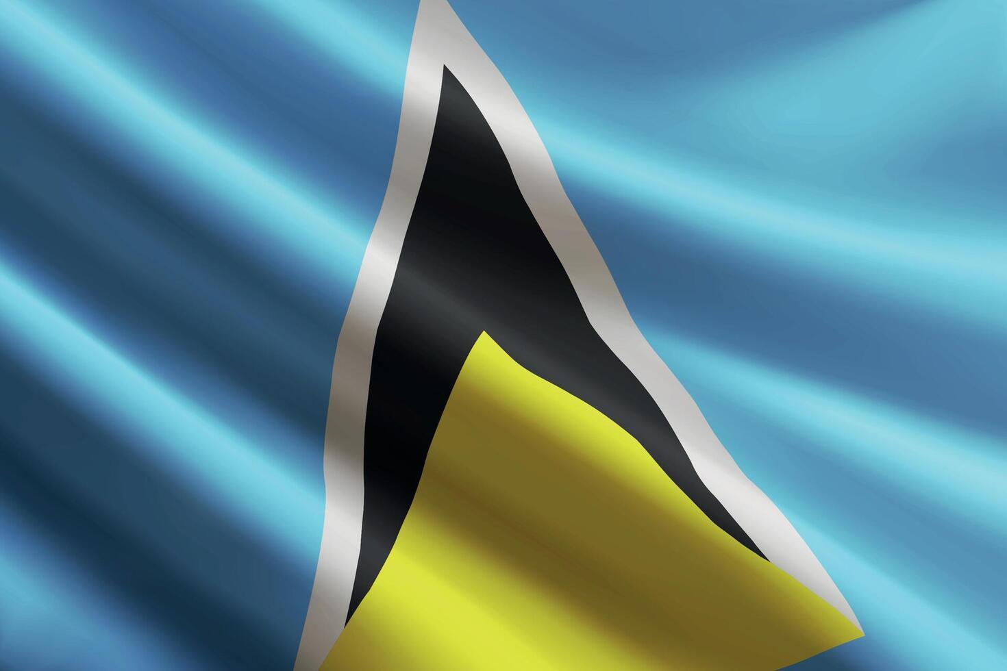 Saint Lucia flag waving in the wind, detailed silk texture vector