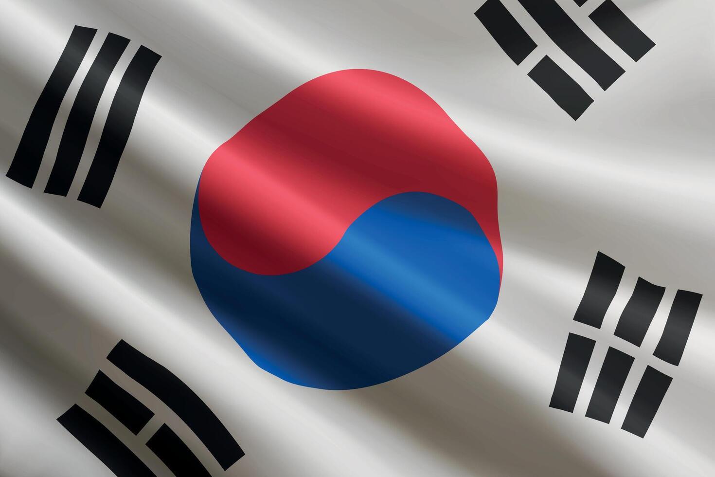 South Korea flag waving in the wind, detailed silk texture vector