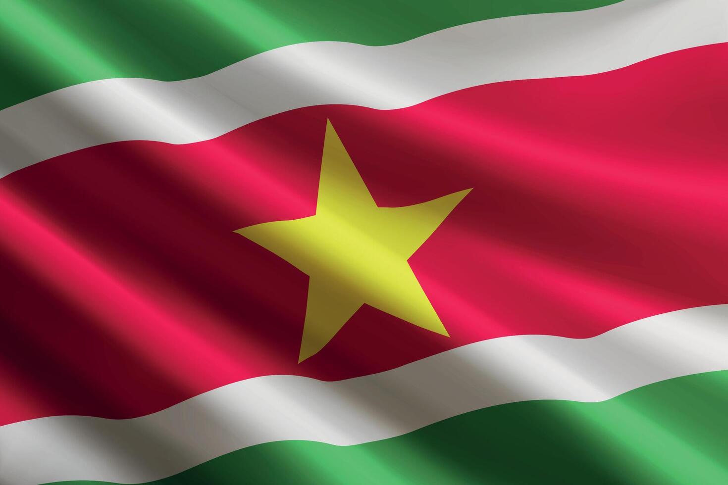 Suriname flag waving in the wind, detailed silk texture vector