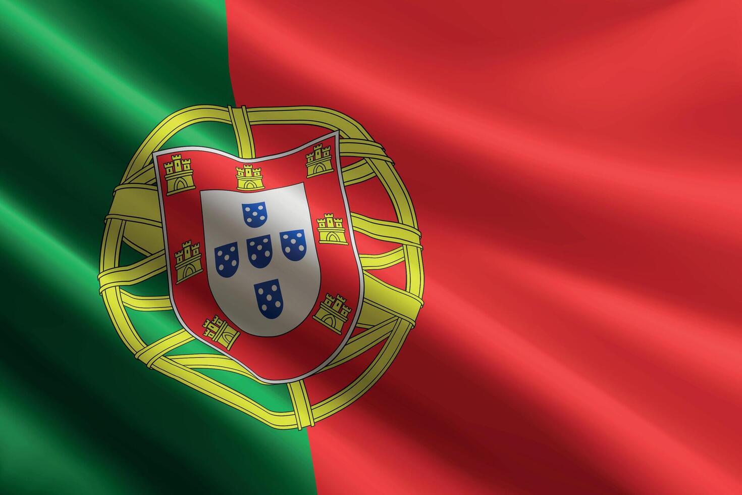 Portugal flag waving in the wind, detailed silk texture vector